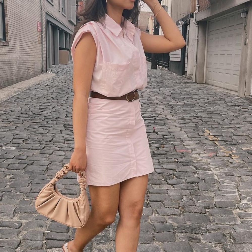 Ruched poplin dress (belt not included)